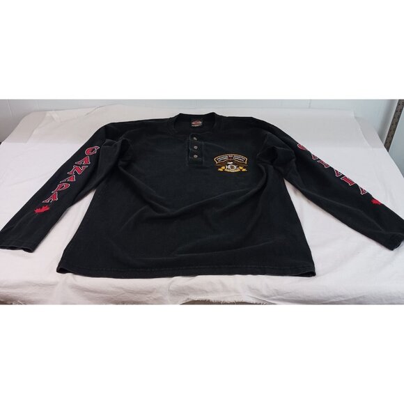Harley-Davidson Men's Shirt M Thunder Bay Ontario Canada Long Sleeve 3 Buttons - Picture 8 of 13